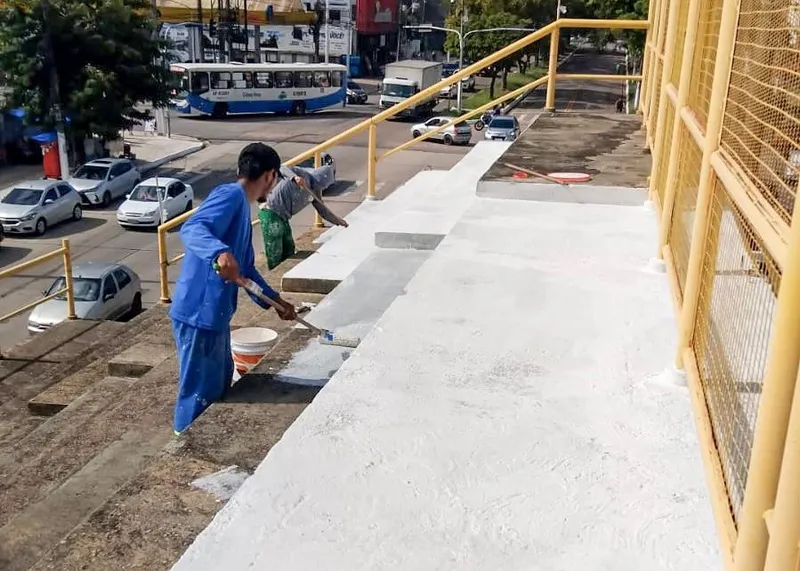A Aldeia Amazônica passa por obras de reparos e melhorias para receber eventos de cultura em Belém. 