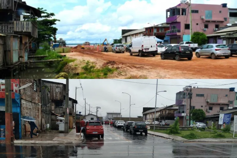 O antes e o depois da Bernardo Sayão após a inauguração da obra no canal de Descarga da Caripunas, beneficiando 30 mil moradores que viviam em áreas alagadas ou sujeitas a alagamentos